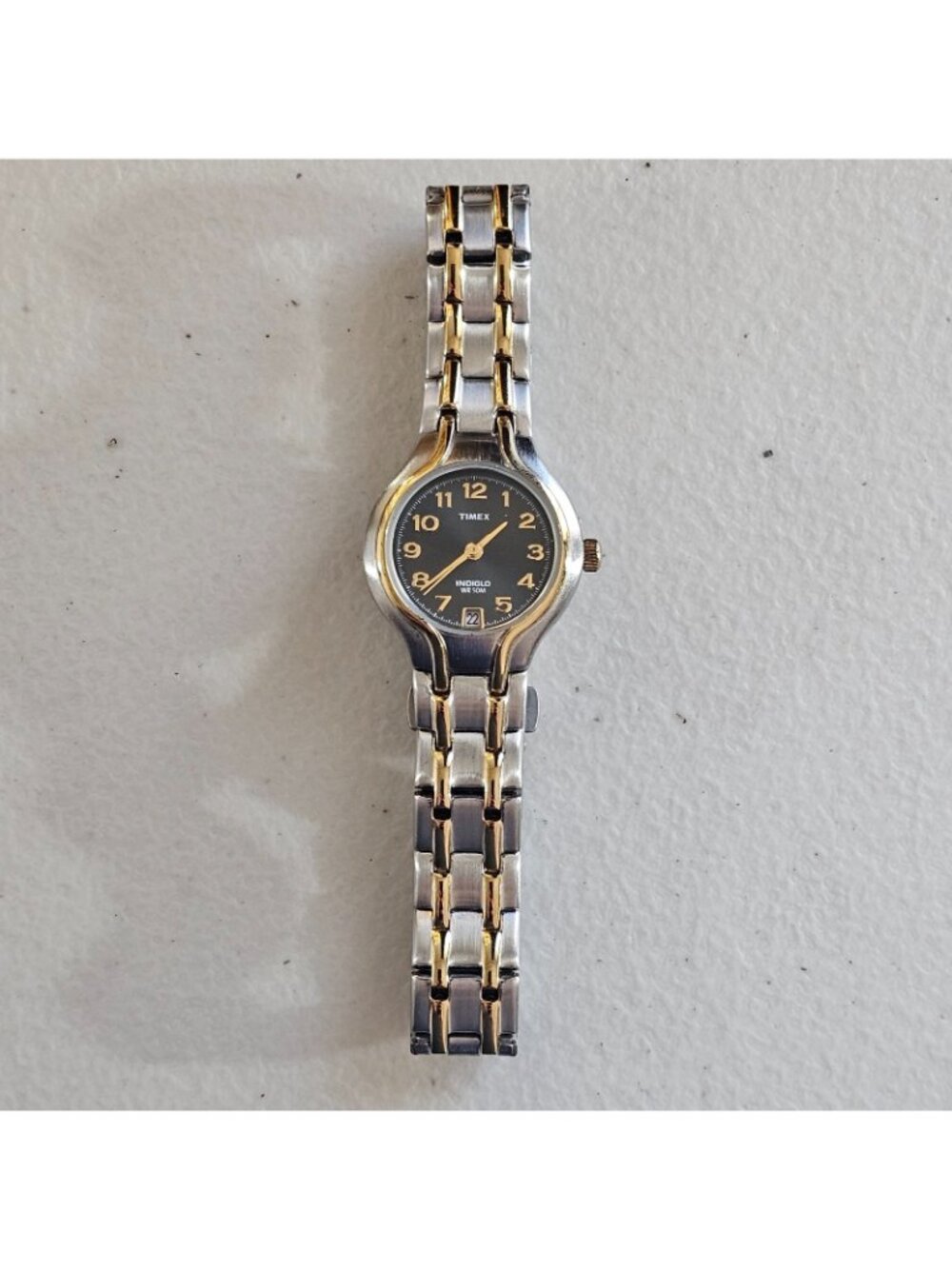 Timex Indiglo WR 50M Quartz Watch Two Tone w/ Date Working Needs Service - Picture 5 of 9